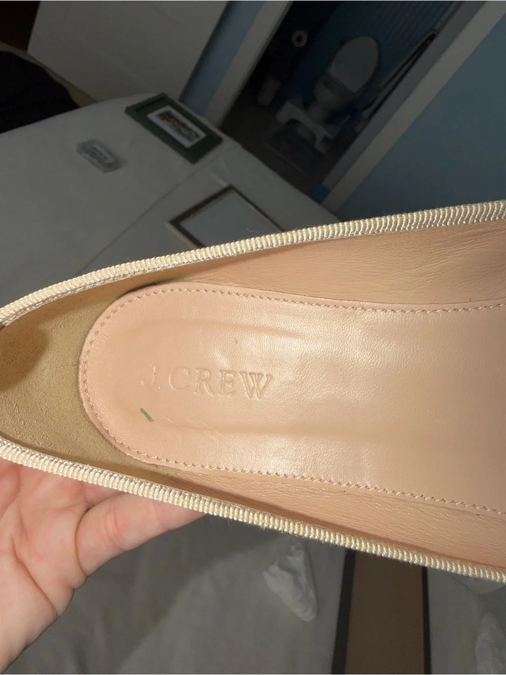 J. Crew Gold Gemma Glitter Ballet Flats with Bow Accent